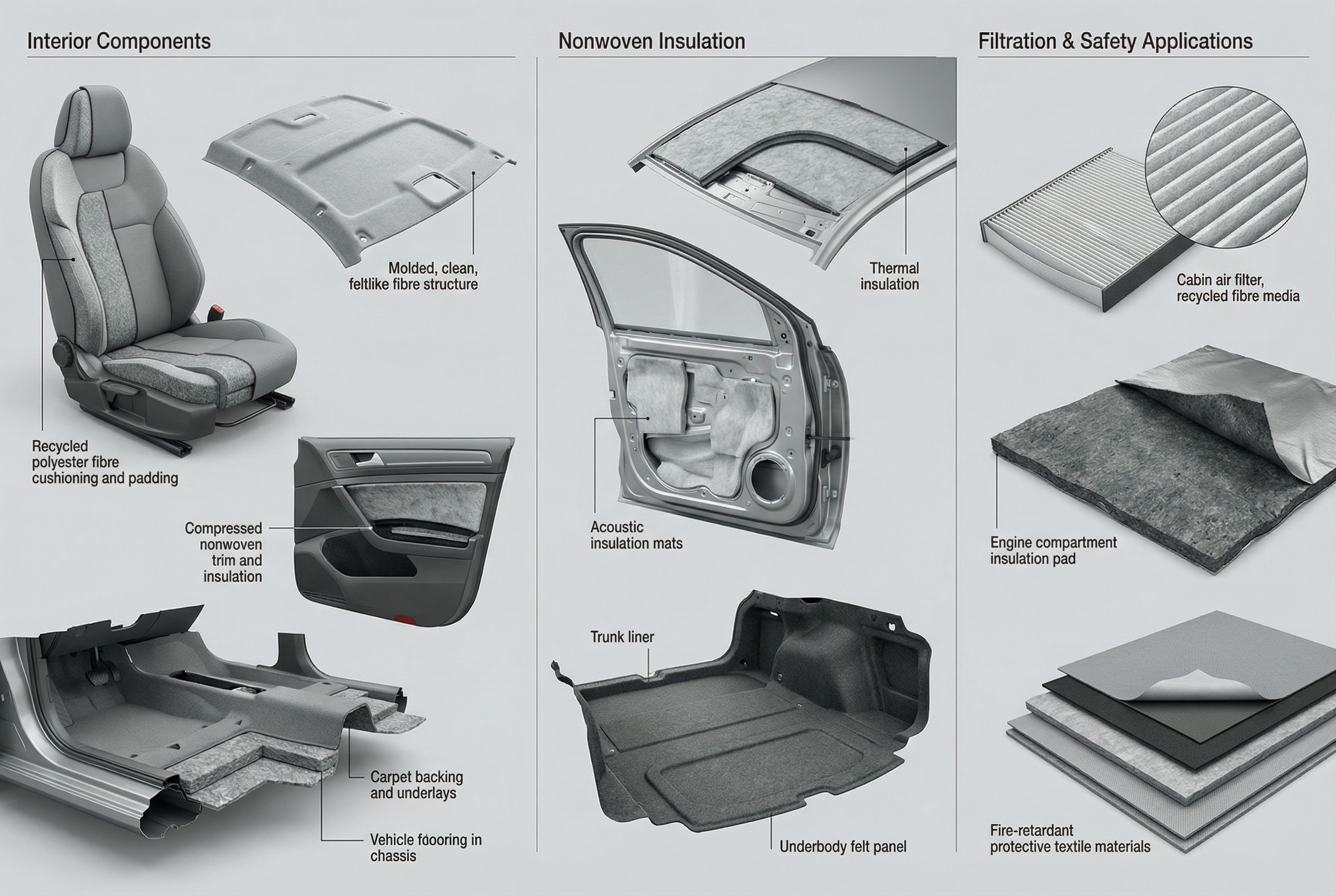 Major Automotive Applications of Recycled Polyester Fibre